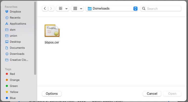 Import BBPOS certificate (Firefox Only)