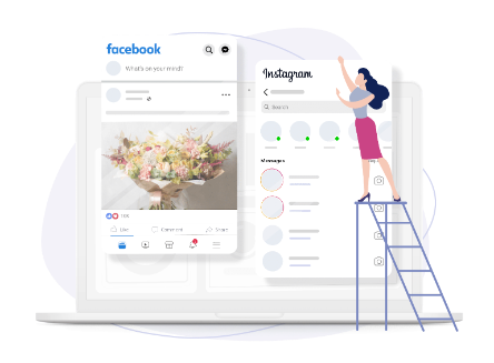 Manage Facebook + Instagram posts and private messages in one single platform